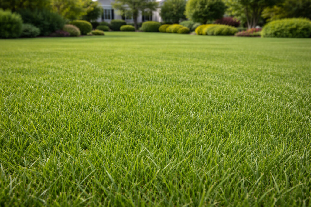 Healthy thick lawn in Fairfield County showing natural weed prevention through strong turf growth